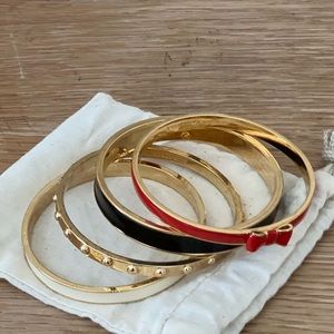 Kate Spade Enamel and Gold bangle bracelets.